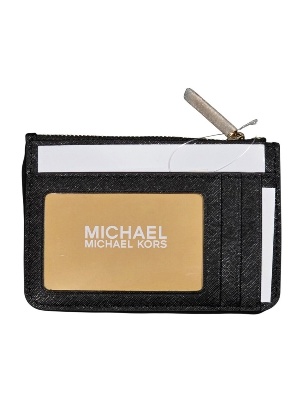 NWT - Michael Kors 'Jet Set' Noir Black Card Case With ID Panel / Coin Purse